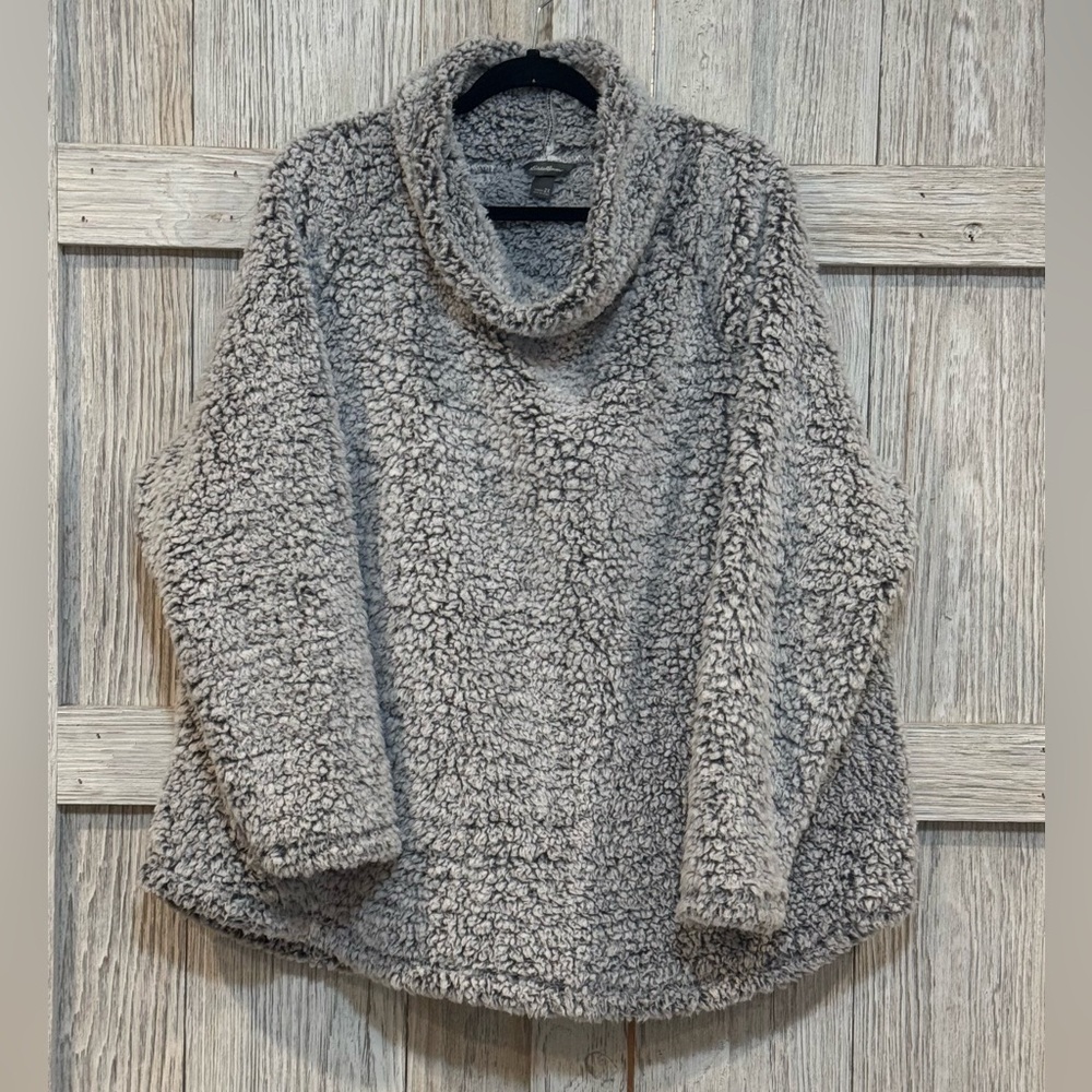 Eddie Bauer Textured Gray Cowl Neck Sweater Sz 2X